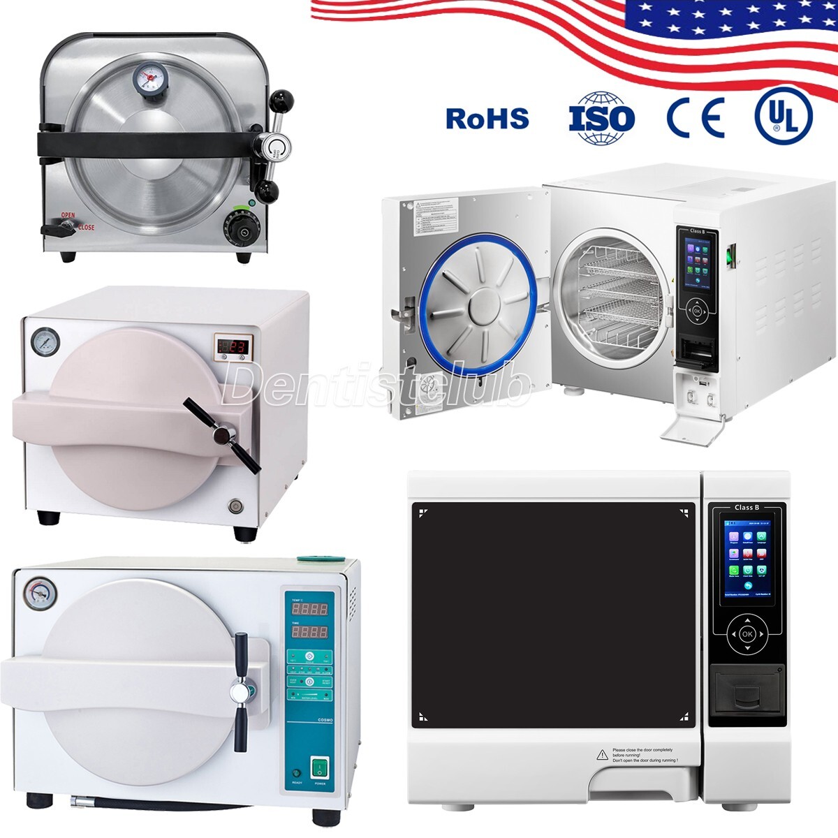 18L /22L Dental Autoclave Steam Sterilizer Medical Lab Class B Drying/w/ Printer