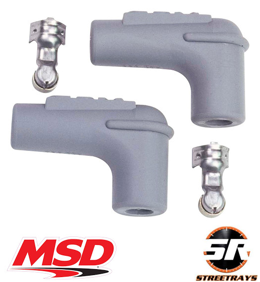 MSD 3311 Replacement Silicone 90 Deg Spark Plug Boot & Terminal Set - Pair