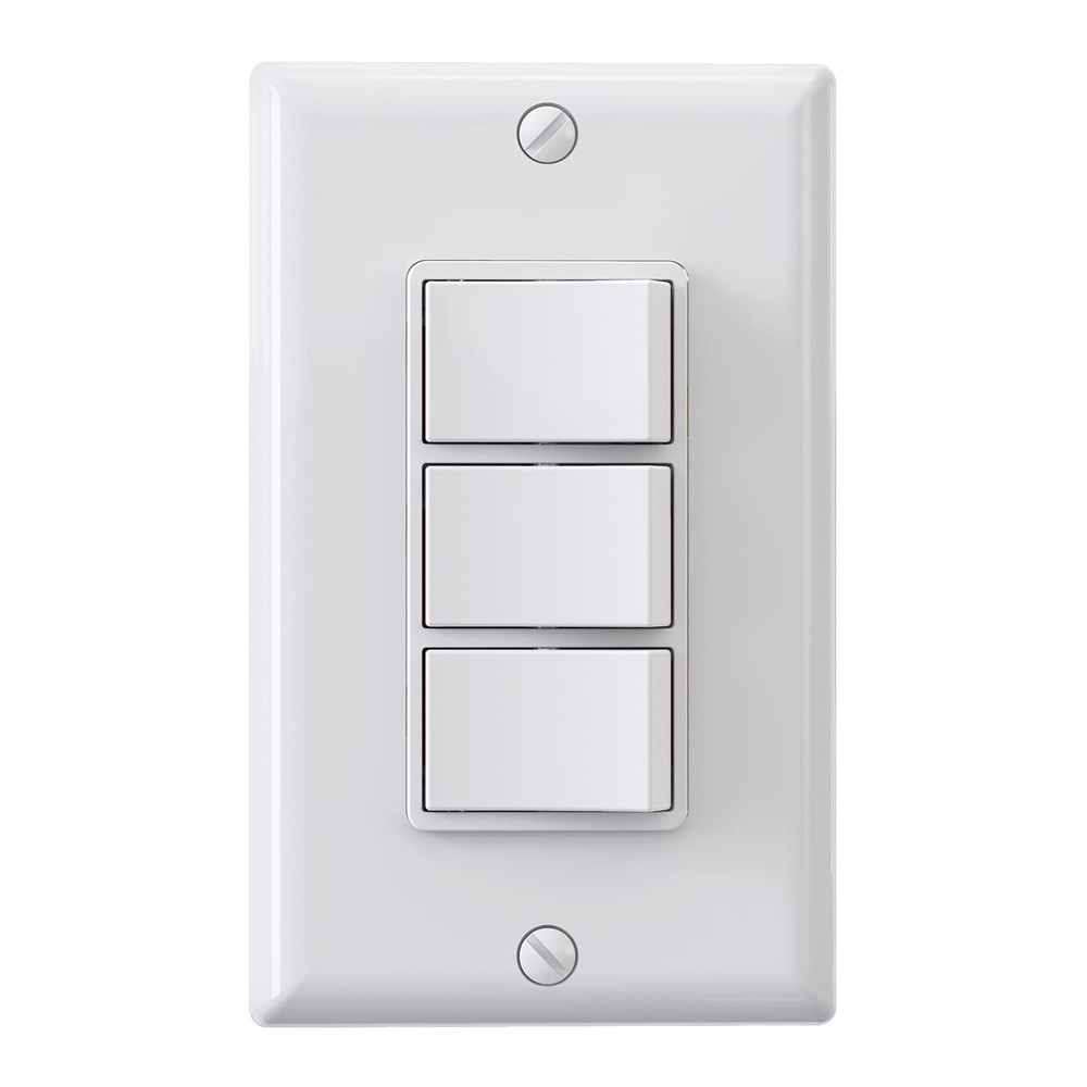 ELEGRP Decorator Triple Rocker Light Switch, Three Single Pole Electrical Pad...