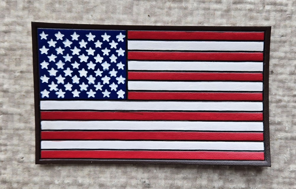Painted Leather Flag USA Squadron Patch A-2 3×5 Inch