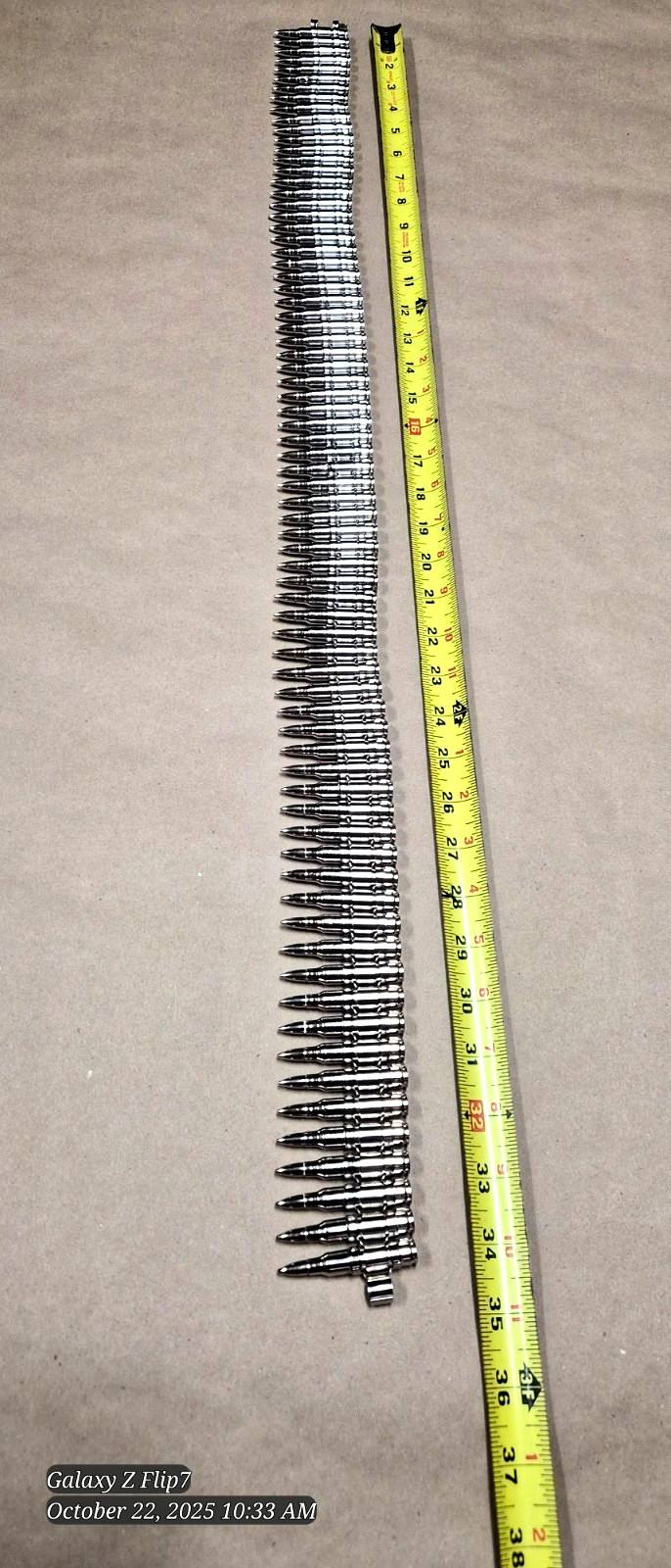 Metal Bullet Belt - Nickel & Copper -Real-Full Metal Jacketed bullets.