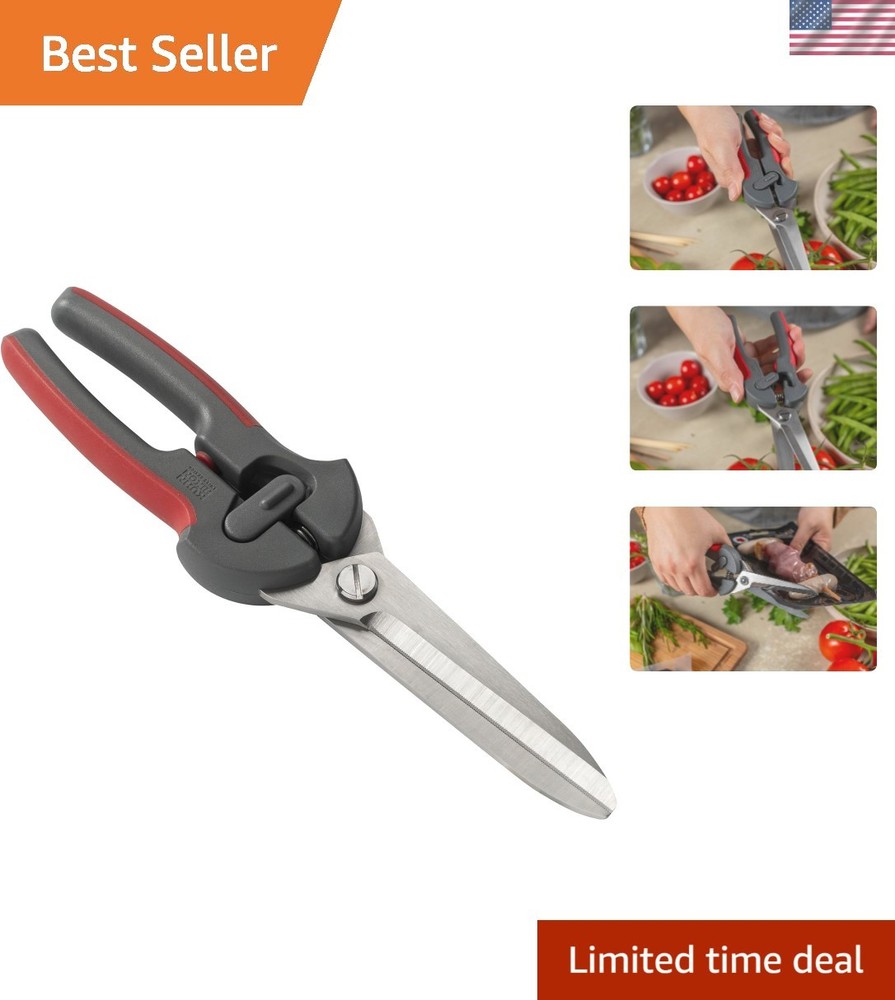 Multi-Purpose Pro Kitchen Shears with Quick-Release Spring and Locking Mechanism