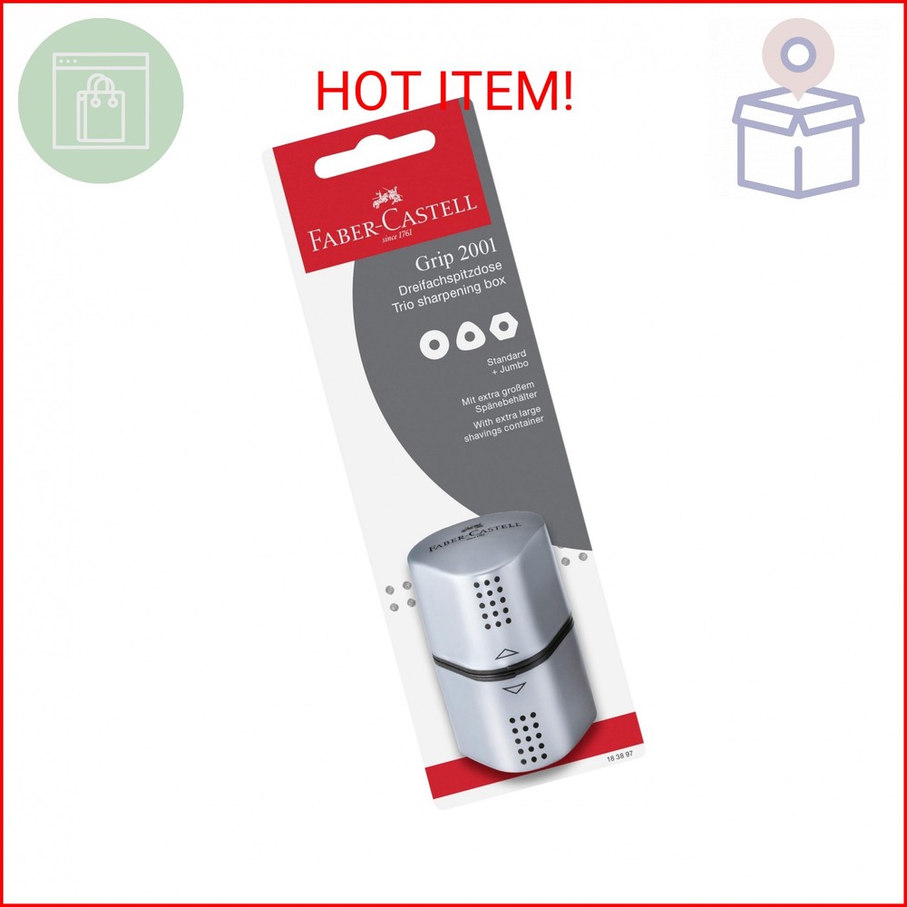 Faber-Castell Grip Trio Pencil Sharpener: Silver