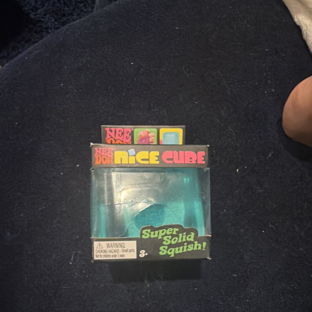 Nee Doh Nice Cube Super Solid Squish Blue Tactile Squeeze Toy