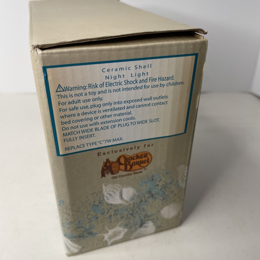Cracker Barrel White Sands Ceramic Shell Night Light NEW OPEN BOX