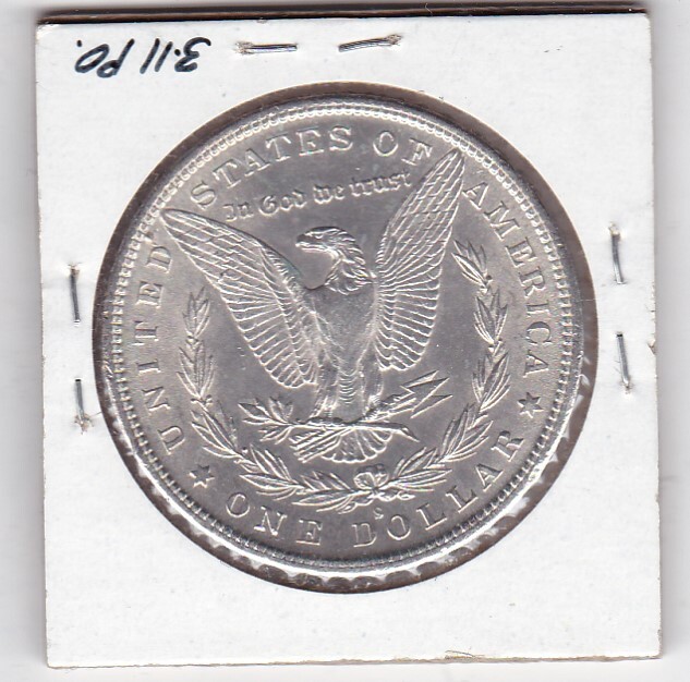 1880-S MORGAN DOLLAR BU TINY OBJECT IN PLANCHET ON REVERSE