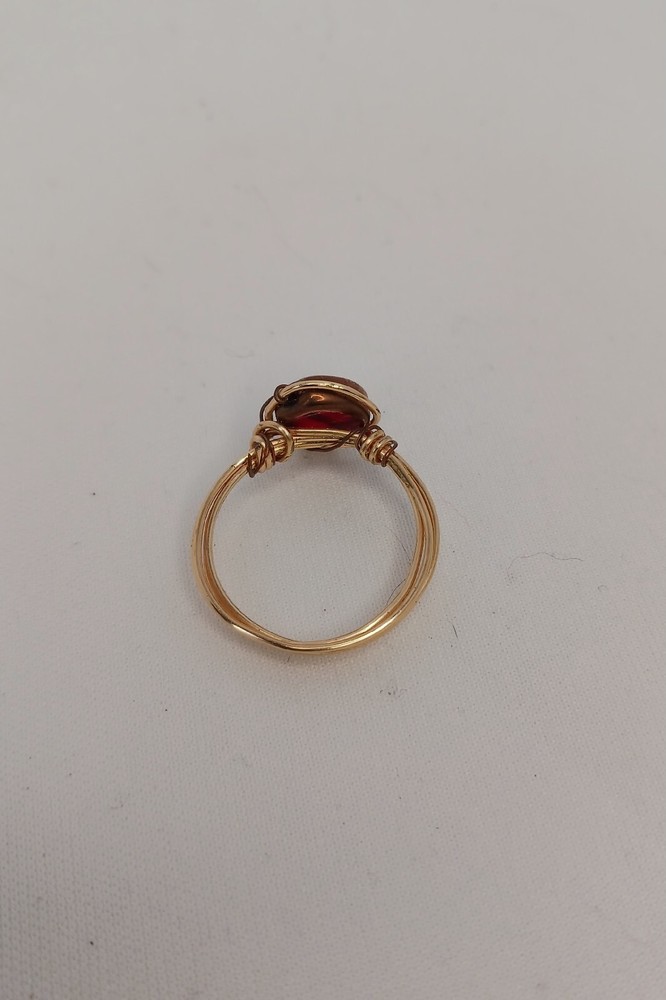Copper Wire Wrapped Ring w/Ruby colored Stone (5044)