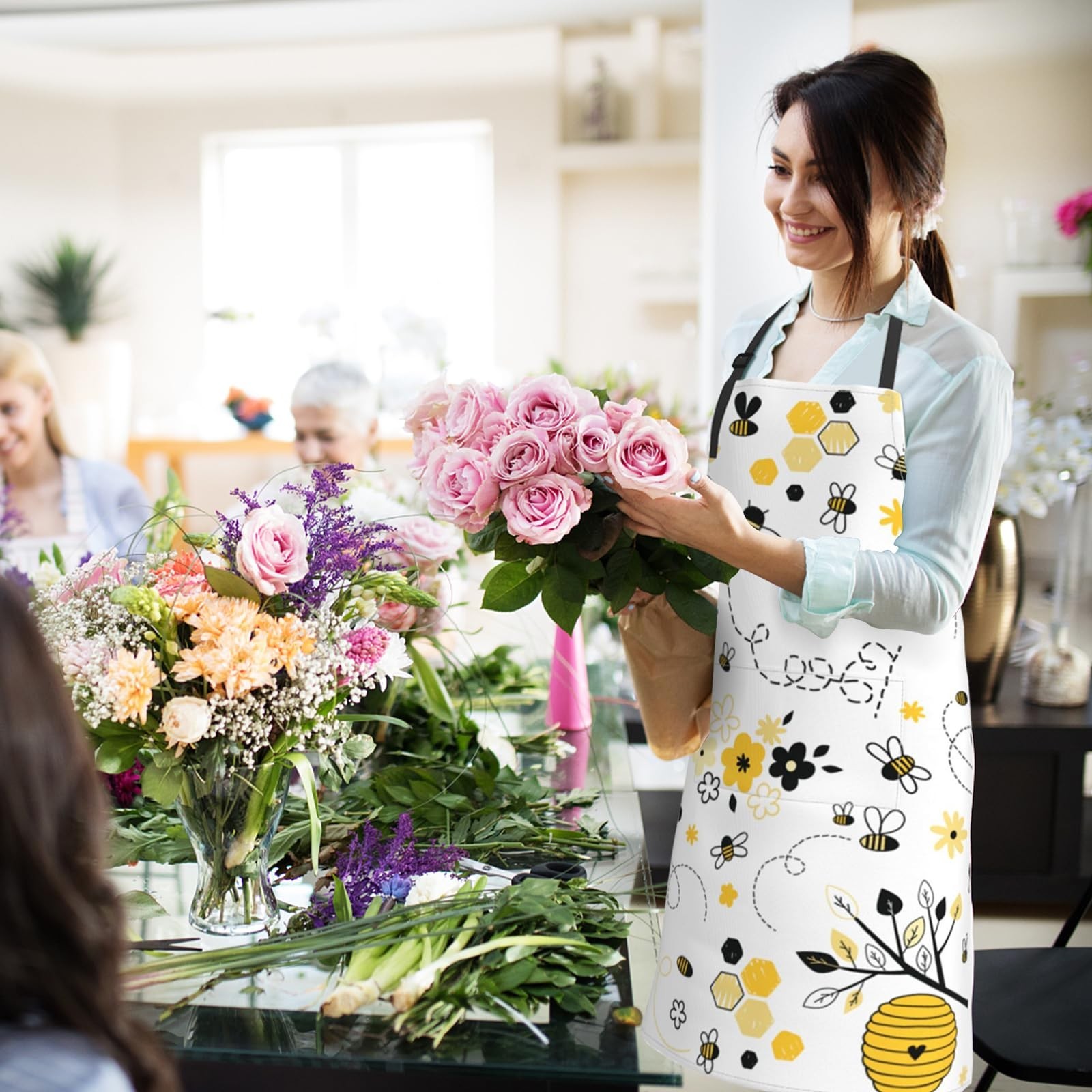 Bee Aprons for Women with Pockets - Cute Apron for Cooking Baking Dishwashing...