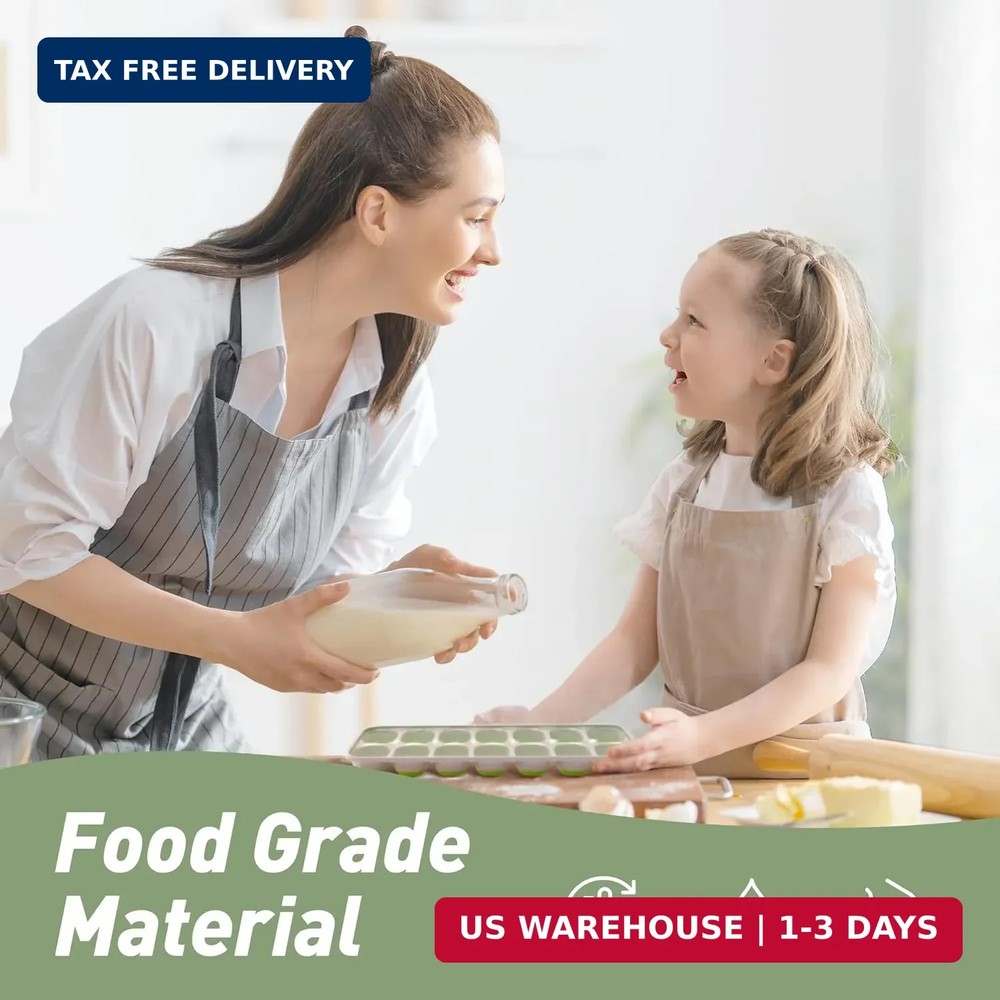 ChefAide Ice Cube Tray with Lid, 4 Packs 56 Cubes Durable Stackable Ice Cube Tra