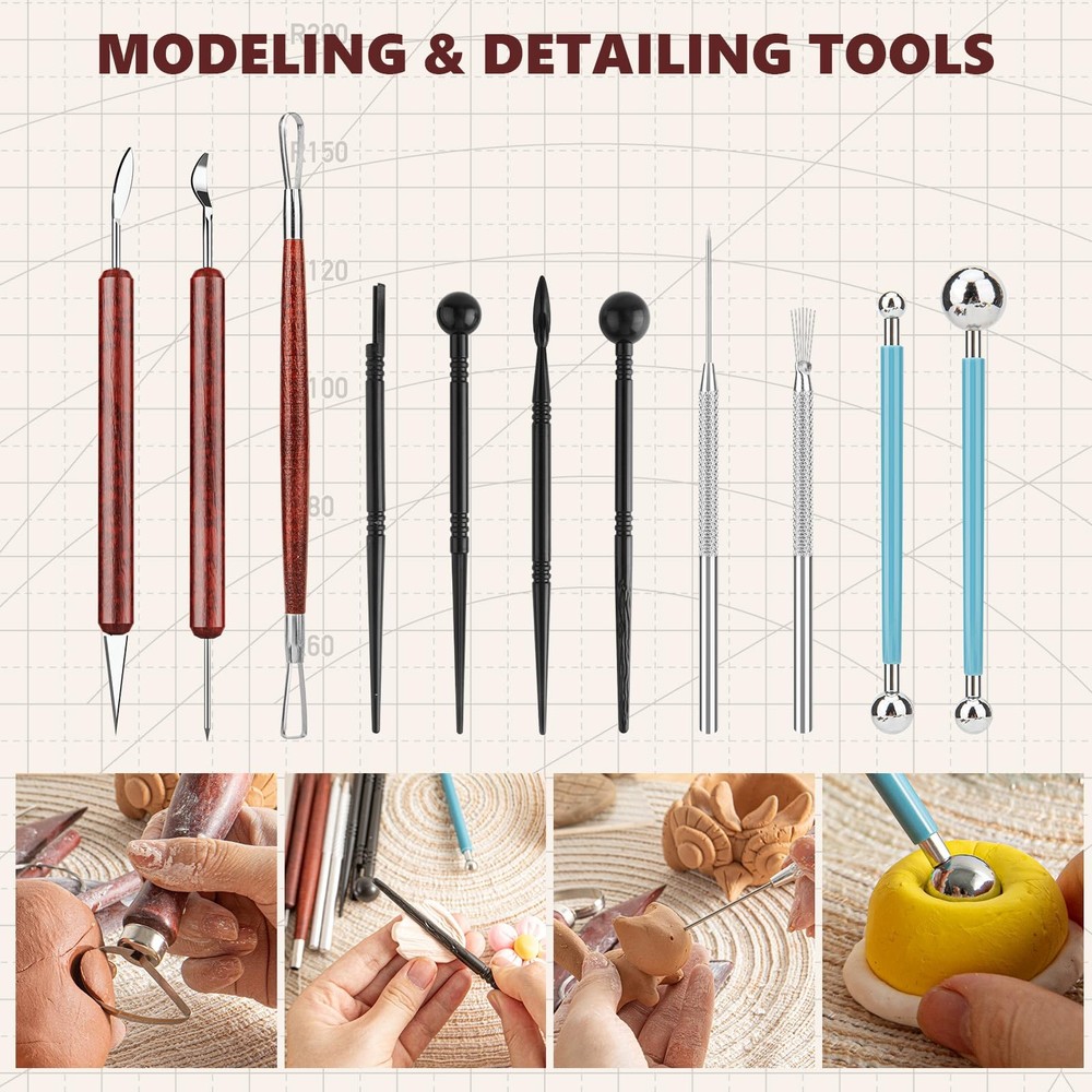 23PCS Clay Tools Sculpting, Ceramic & Pottery Modeling Tool, Ceramics Tools