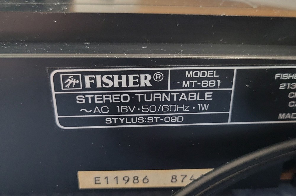 Fisher MT-881 Stereo Record Player **Untested** Needs Needle
