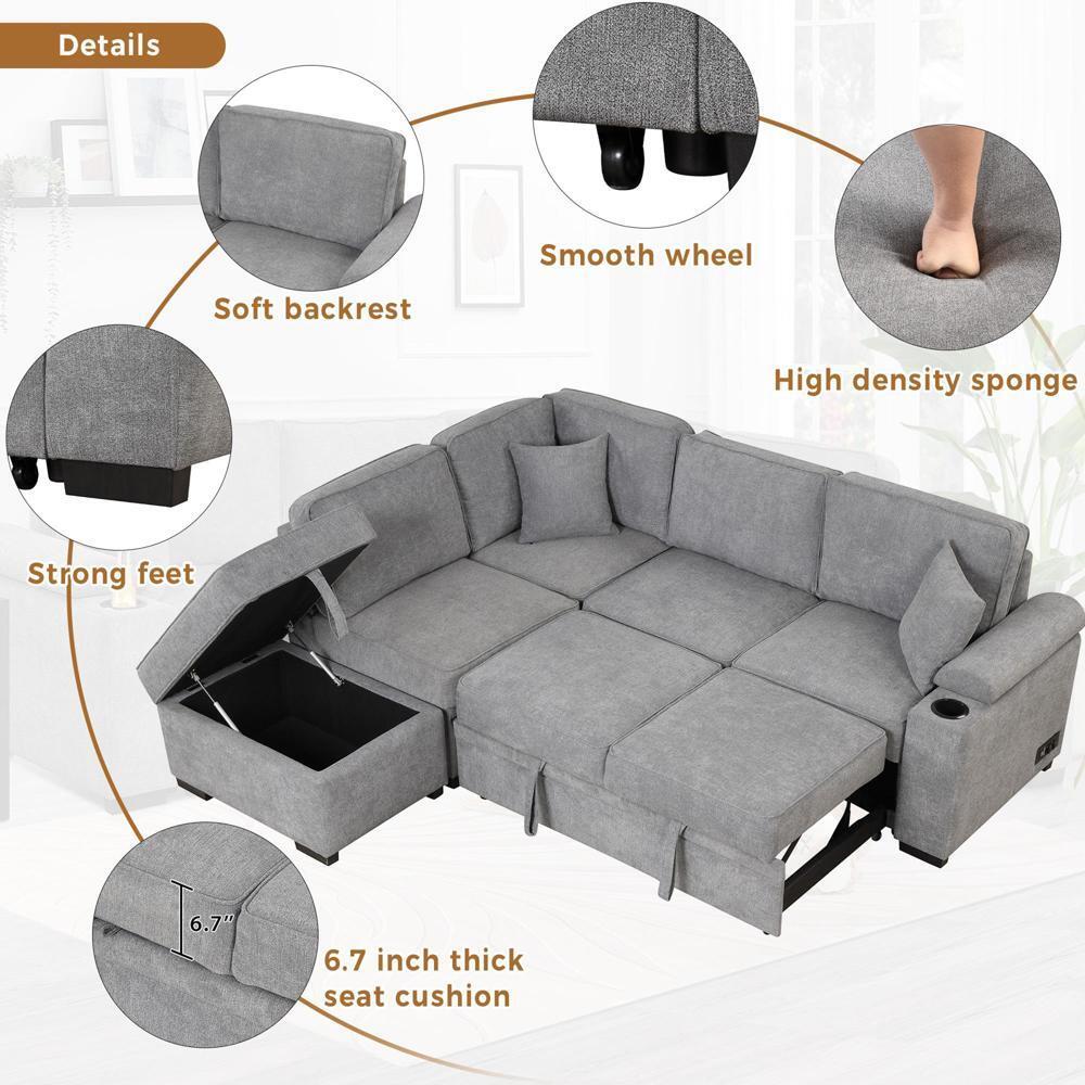 High Quality Sleeper Sofa Bed 2 in 1 Pull Out sofa bed L Shape Couch New Style