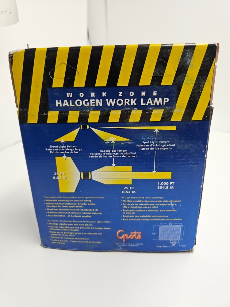 Grote 63201-5 Large Rectangular Halogen Work Lamp, Trapezoid