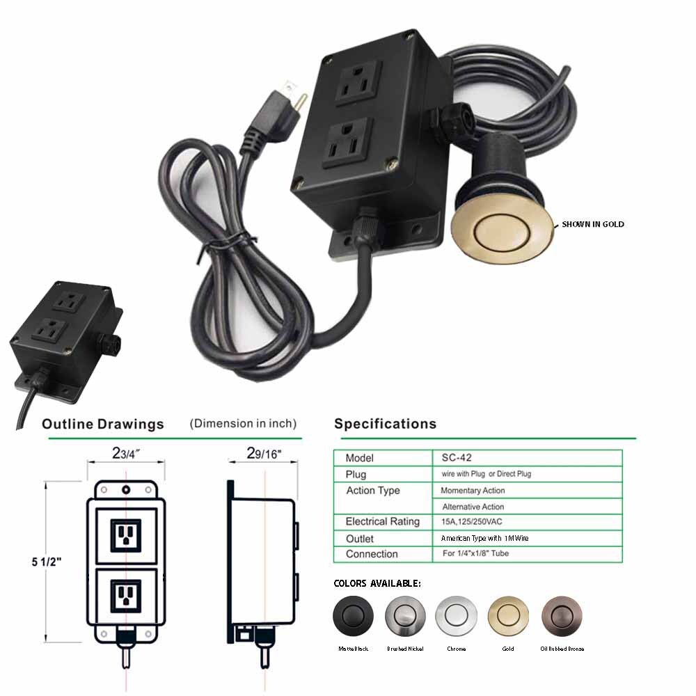 Garbage Disposal Air Switch Control Box Switch (Six Colors)