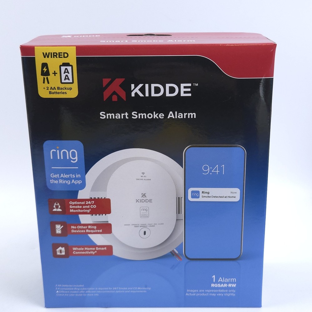 Kidde Hardwired Ring App Enabled Smart Smoke Detector w/AA Backup Battery
