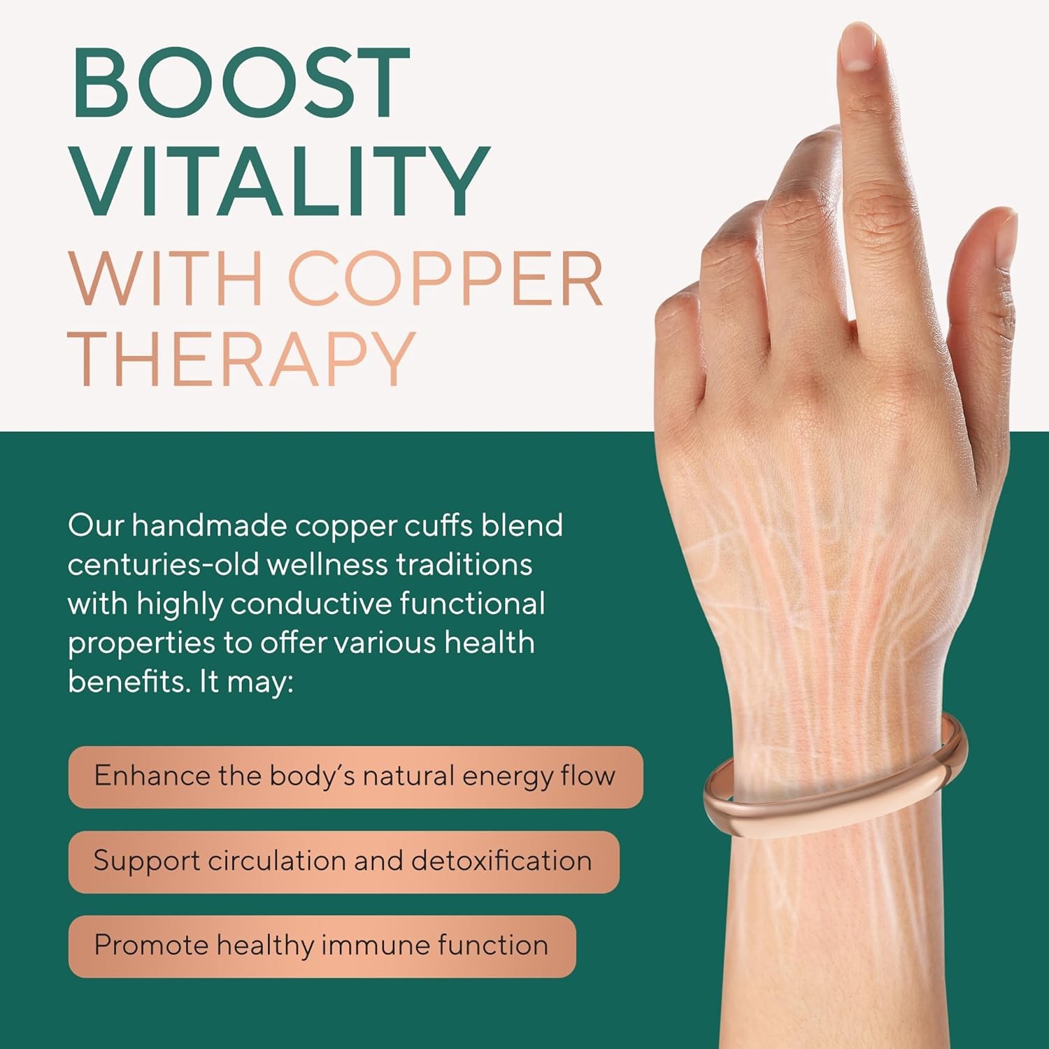 Copper Bracelet for Men & Women — 100% Pure Copper Bracelets — Raw, Solid &