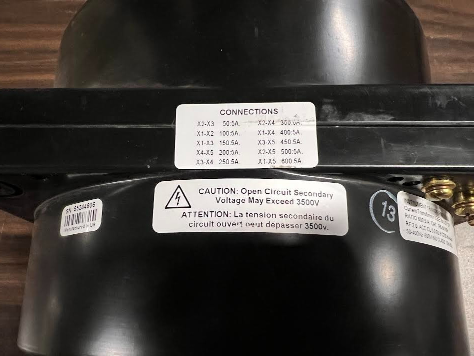 Instrument Transformers LLC 786-601MR Current Transformer 600:5A