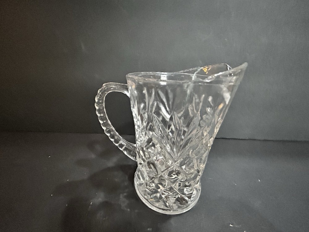 Small Clear Glass Starburst Design Pitcher