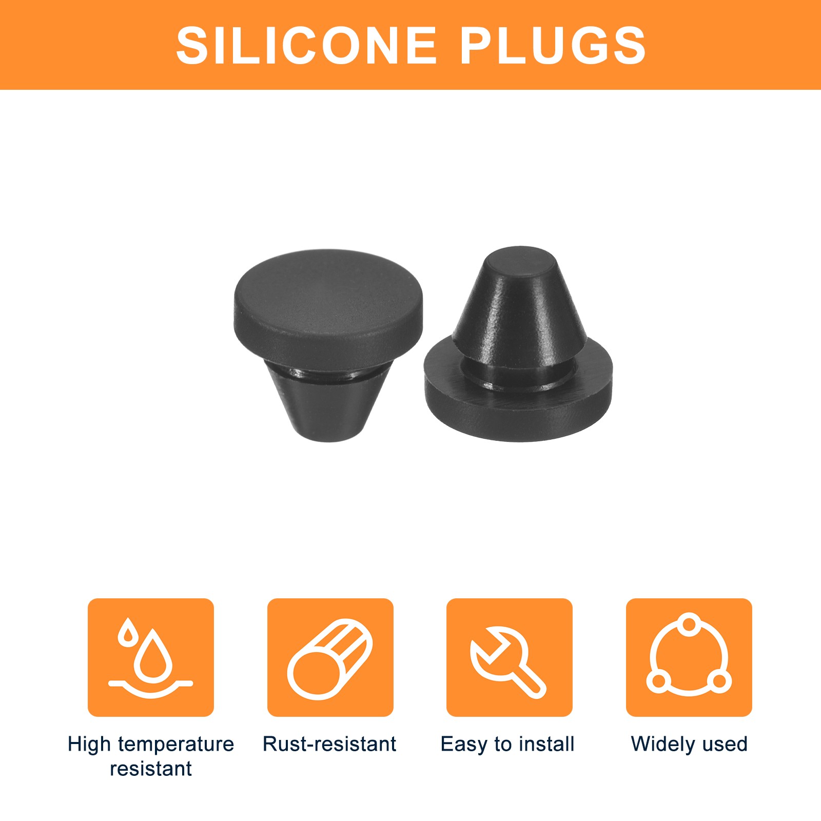 15Pcs Silicone Plugs Rubber Round Hole Plugs for 7-8mm Hole Black