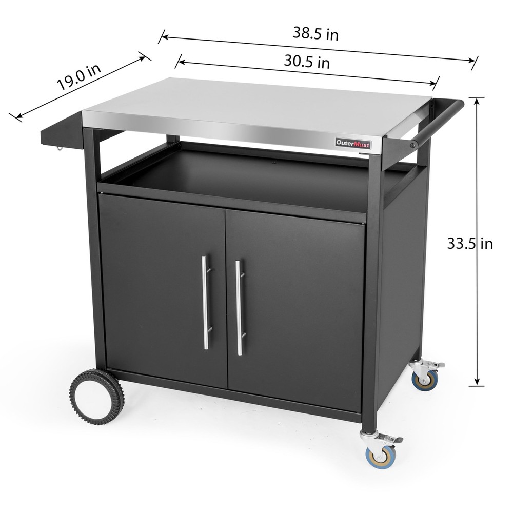 Outdoor Grill Table Kitchen Cabinet, Moveable Prep Bar for Storage & Cooking