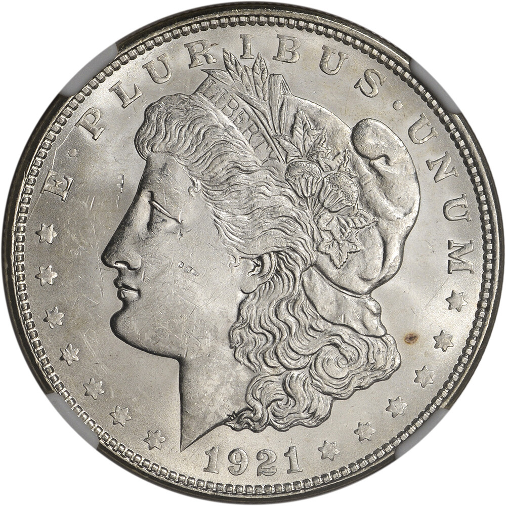 1921-D US Morgan Silver Dollar $1 - NGC Brilliant Uncirculated
