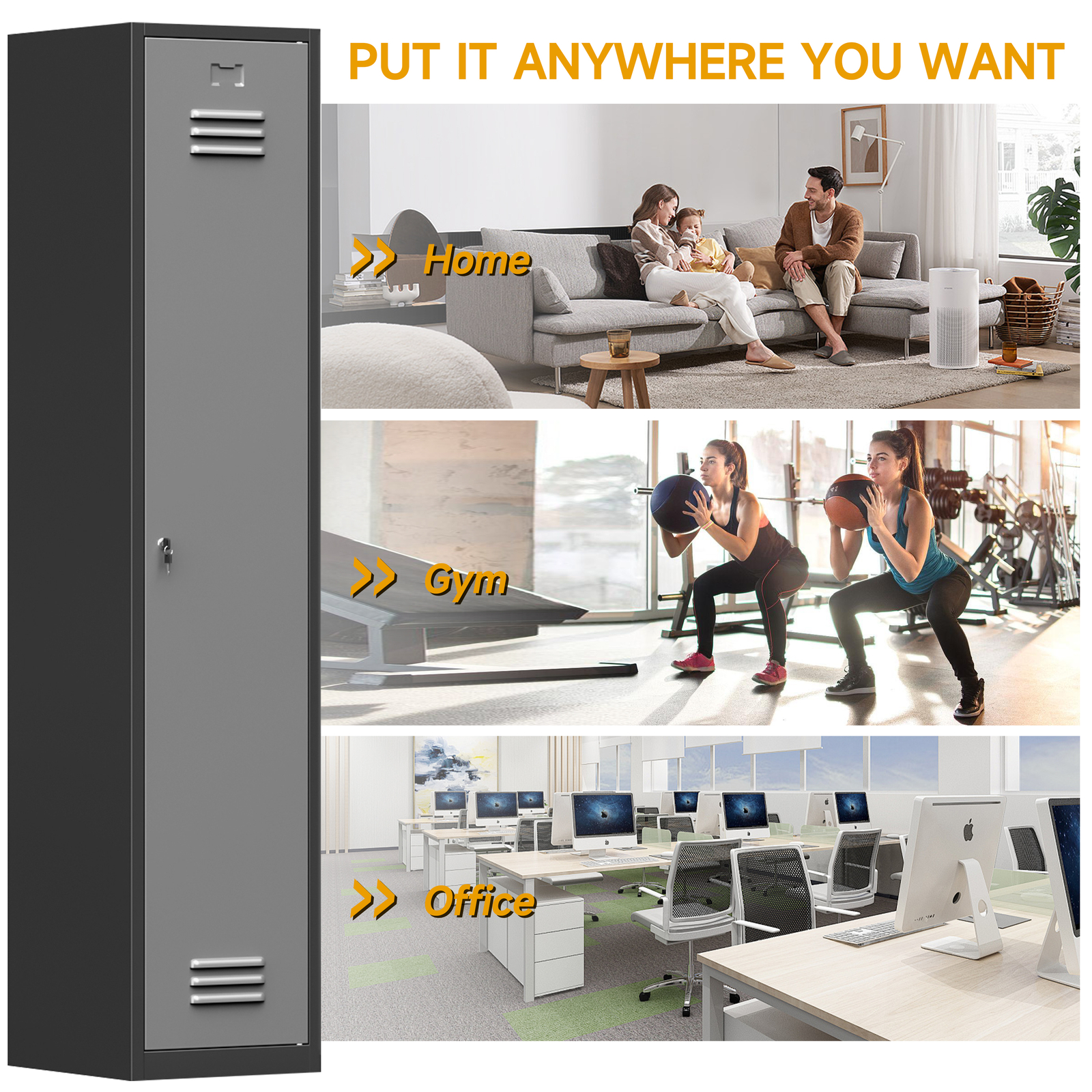 Metal Storage Cabinet Metal Locker with Door For Employees Office School Gym