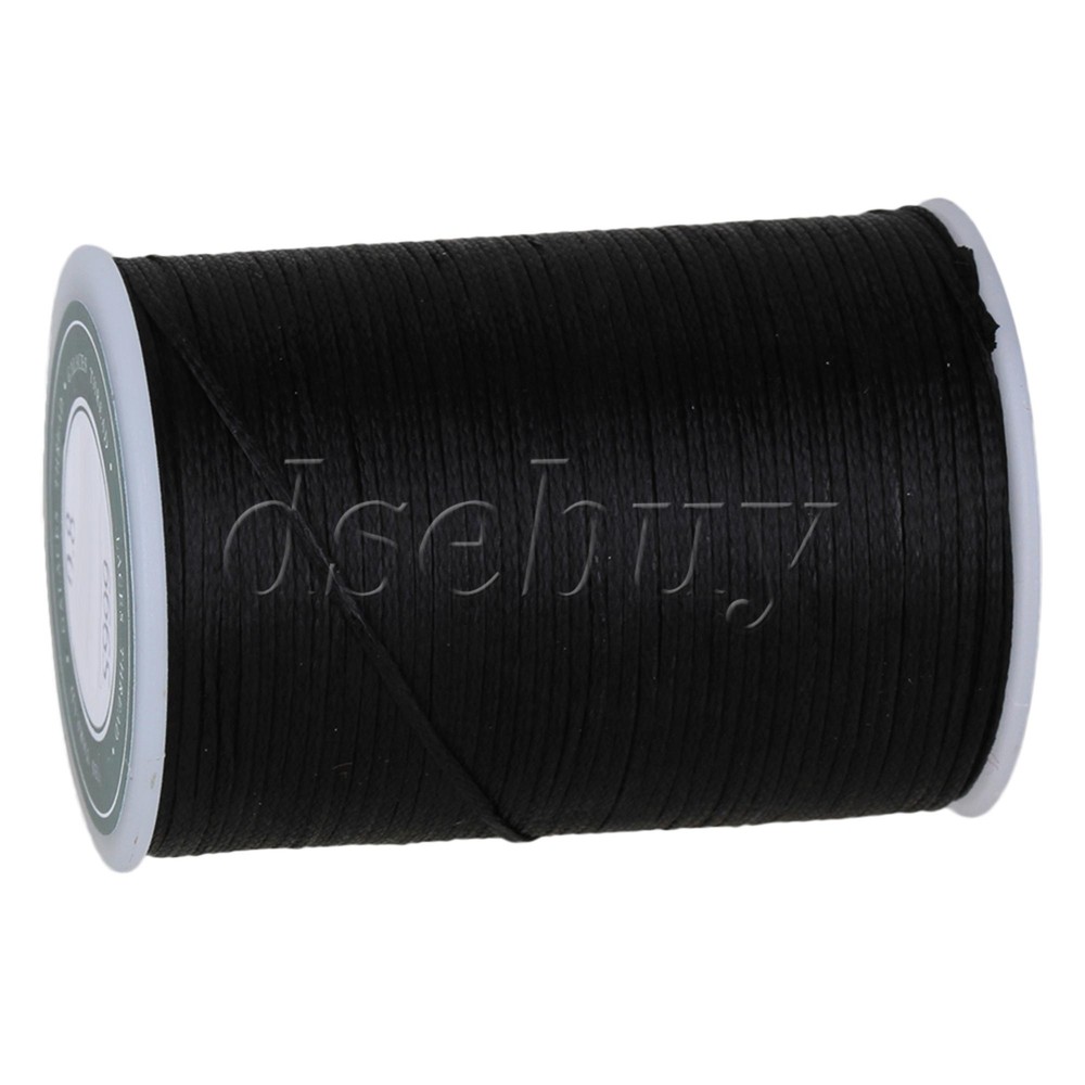 78M 0.8MM Black Flat Waxed Polyester Thread Cord for Handcraft Leather