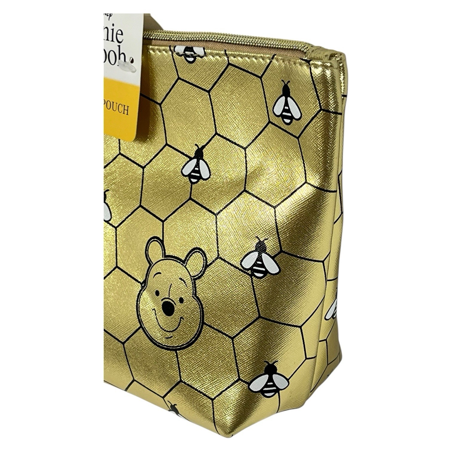 Disney Winnie the Pooh Gold Honey Bees Large Cosmetic Travel Bag Pouch NWT