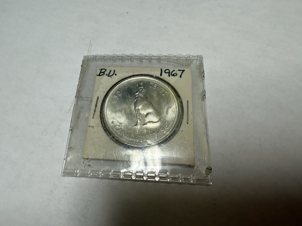 1867 - 1967 Canada Silver 50 Cent Howling Wolf Elizabeth