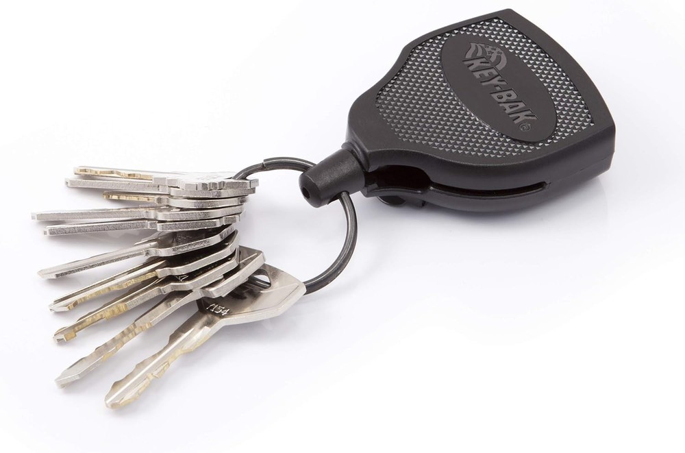 SUPER48 Locking Retractable Keychain, Durable Polycarbonate Case, Leather Bel...