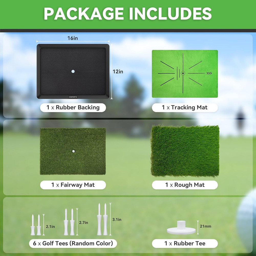 Golf Hitting Mat | Golf Training Mat for Swing Path Feedback/Detection Batting |