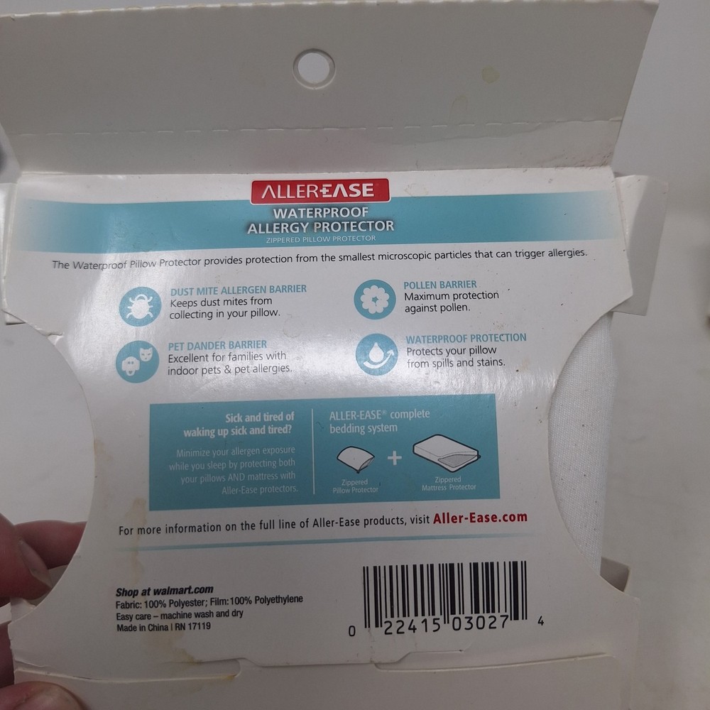 AllerEase Set Of 2 Waterproof Zippered Pillow Protector Dust Mite Allergy Spills