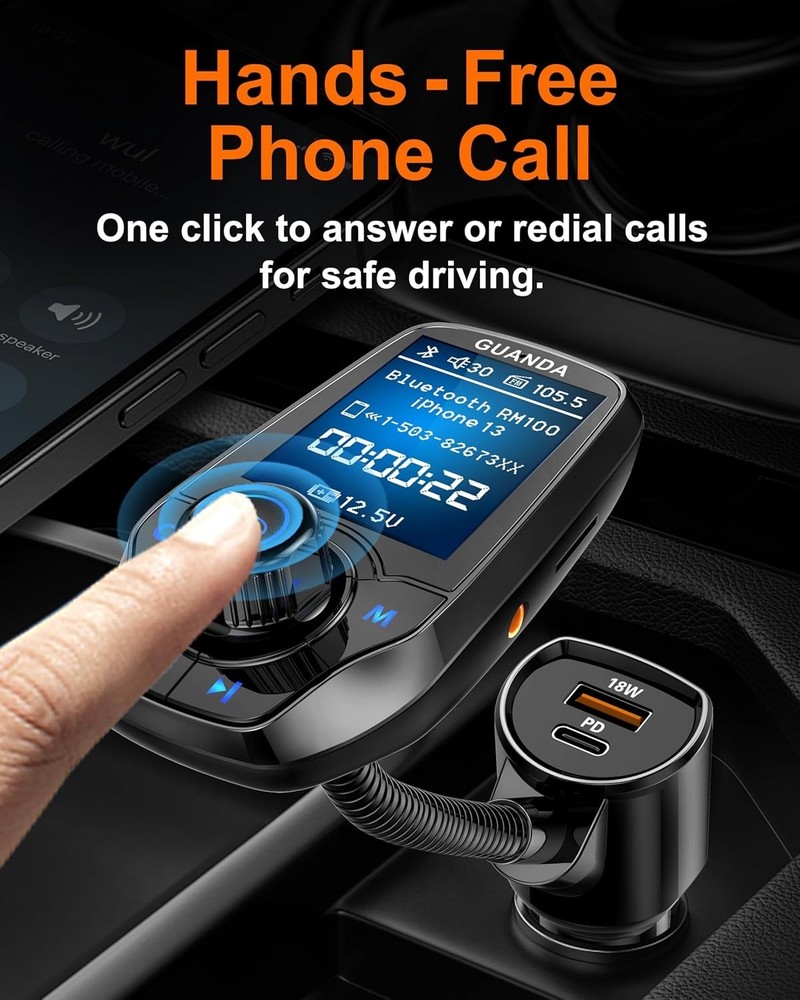 Upgraded Bluetooth 5.3 FM Transmitter for Car, Wireless Radio Adapter Kit W 1...