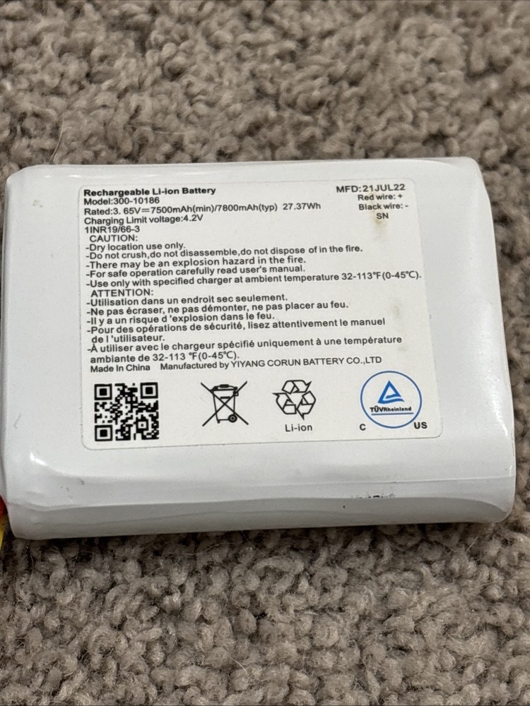 Replacement 300-10186 Battery for ADT Command Smart Security Panel 3.6V 27Wh