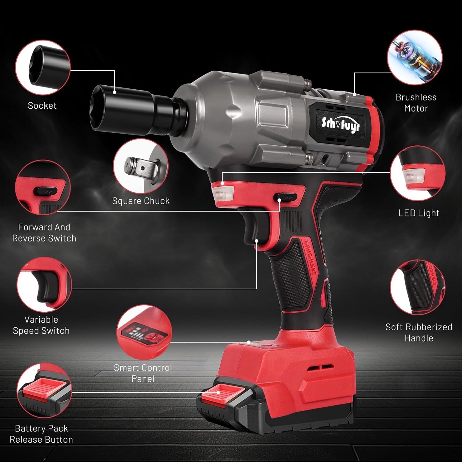 Cordless Impact Wrench 1/2 inch Up to 740FT-LBS Fits Milwaukee 18V (No Battery)