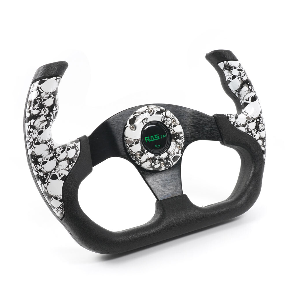 Universal U Shape Flat Dish Drift Racing Steering Wheel + 6 Holes Horn Button