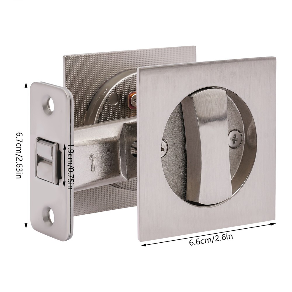 Cavity Sliding door Lock Privacy Function Entry lock Silver Square