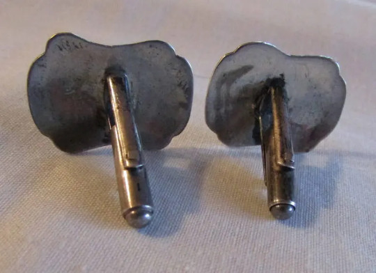 Vintage 800 Silver Engraved Cuff Links +