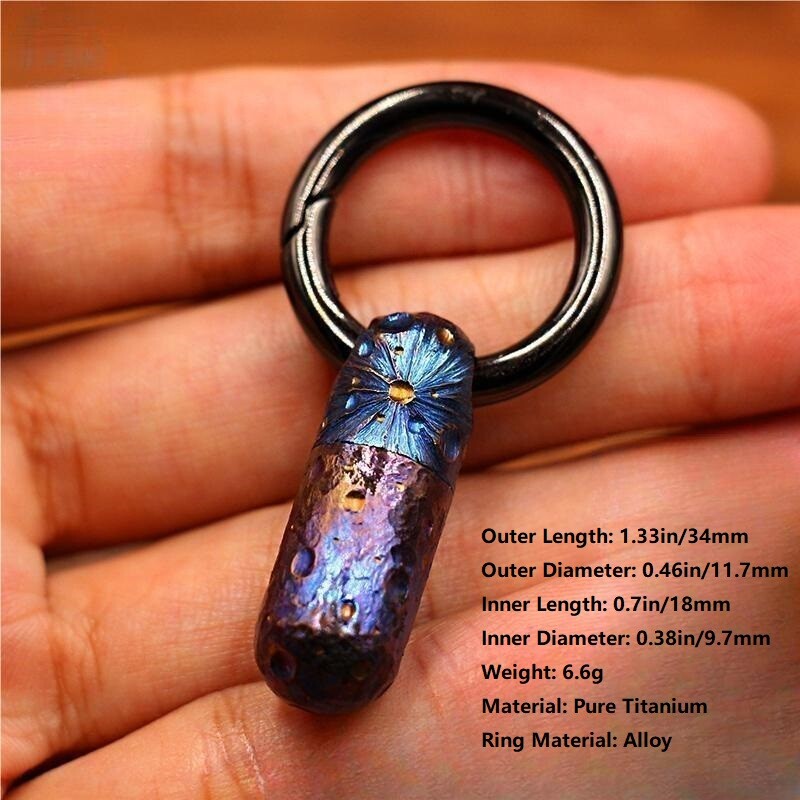 Pure Titanium Waterproof Pill Holder Case Container Keychain Handmade EDC Gift