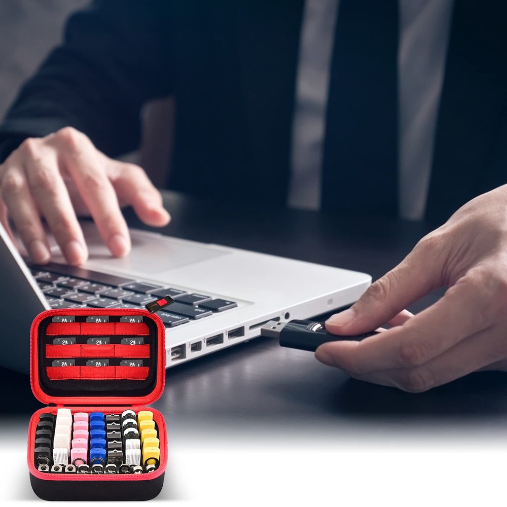 USB Flash Drive Case, Thumb Drive, Memory Card SD SDXC SDHC Large, Red