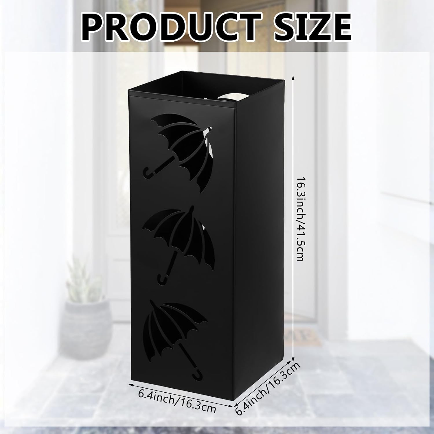 Metal Umbrella Holder Square Umbrella Stand Rack for Entryway Freestanding Rain