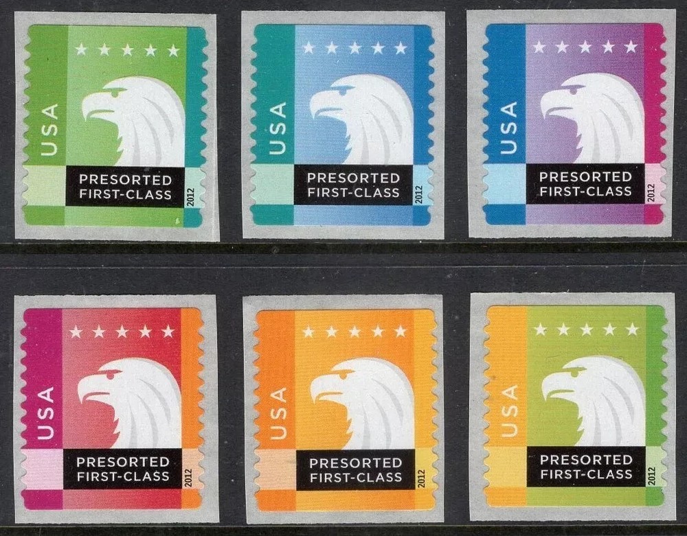 US, #4585-90 Spectrum Eagles set, 2012, MNH
