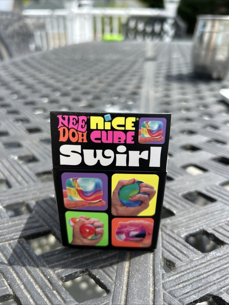 ORANGE Schylling NeeDoh Nice Cube Swirl. Super Solid Squish AUTHENTIC