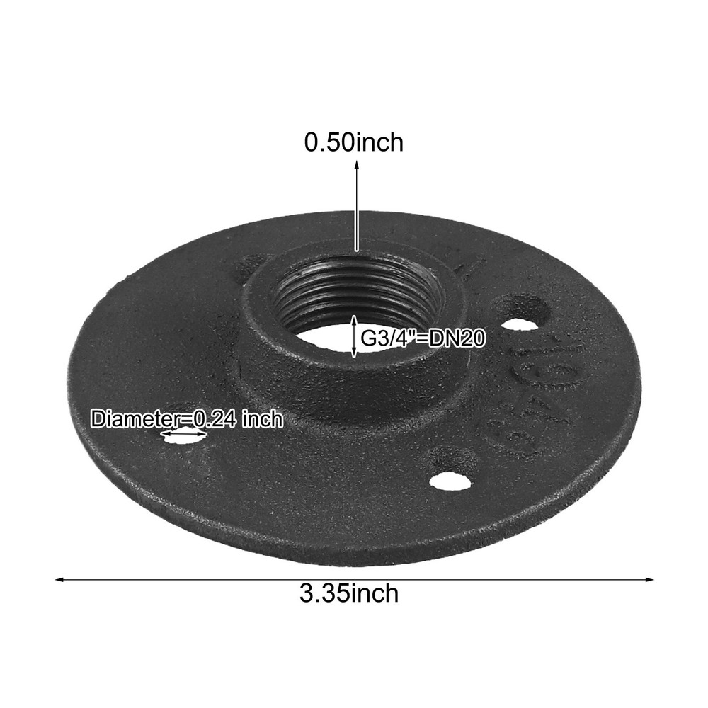 3/4 Black Painted Floor Flange with Threaded H 2 Pack Secure Installation