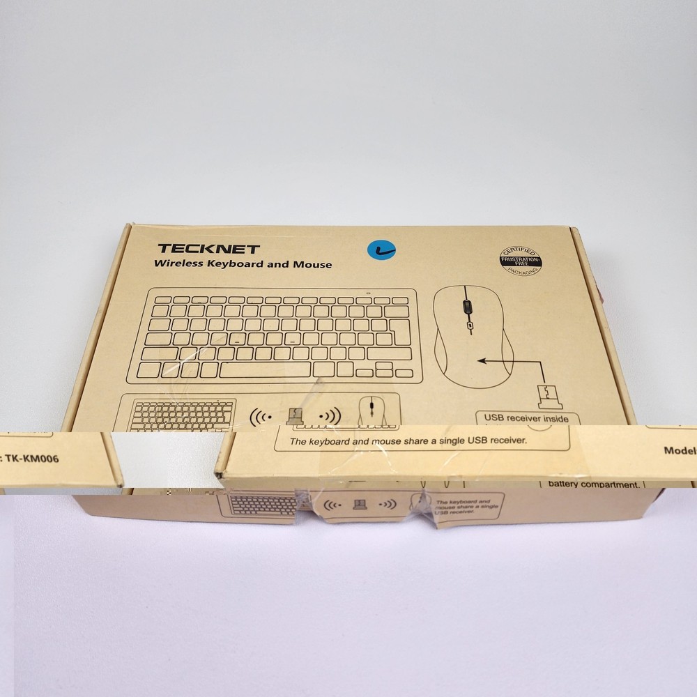TECKNET Wireless Keyboard Mouse Combo USB Receiver Slim Compact TK-KM006