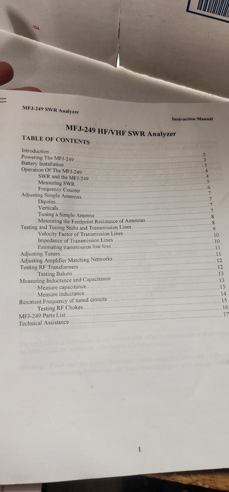 MFJ 249 HF VHF SWR ANALYZER
