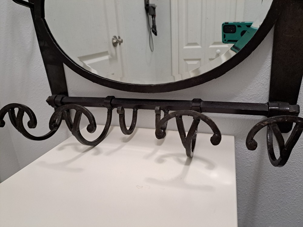 FORGED IRON COAT RACK/HAT RACK with mirror