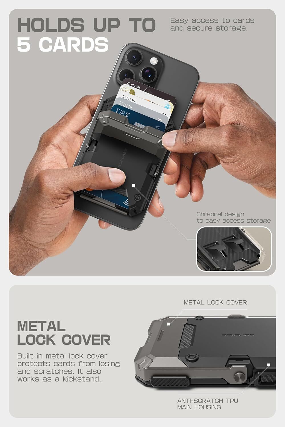 SUPCASE MagSafe Stand Magnetic Wallet Phone Card Holder for iPhone Galaxy Google