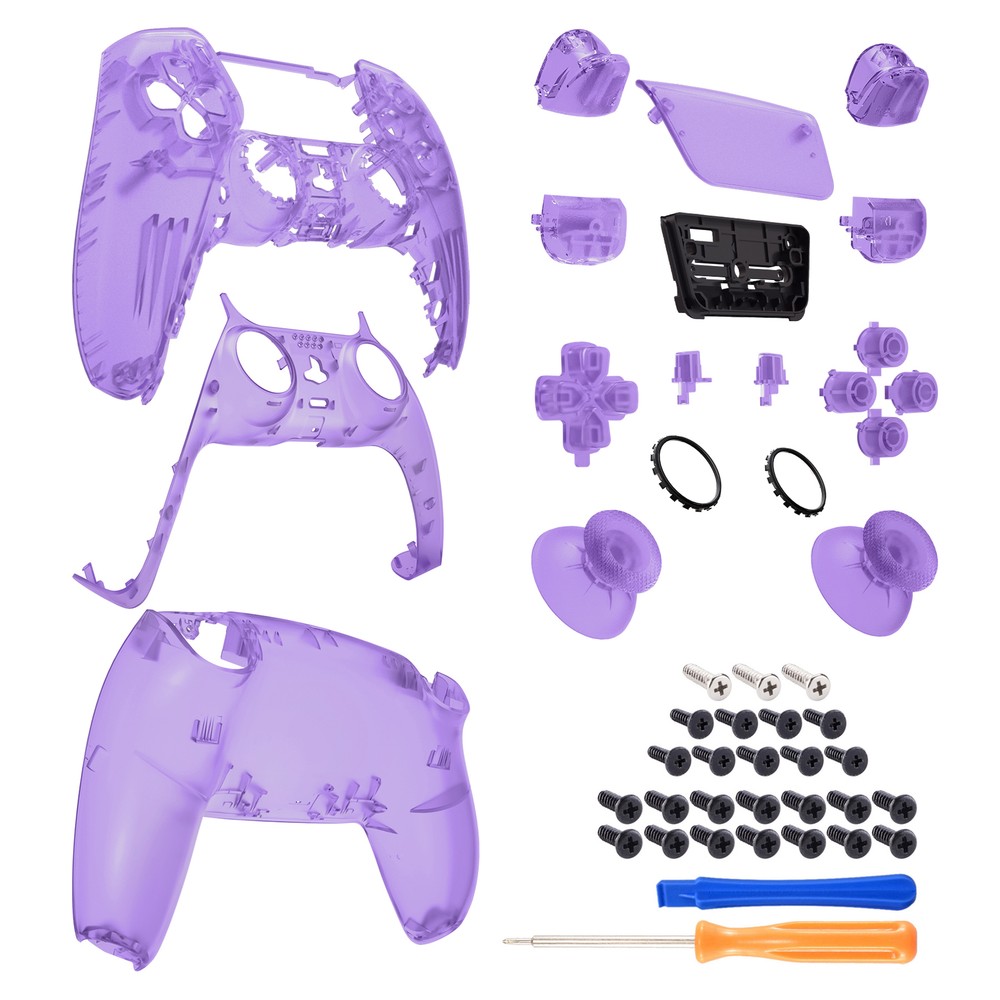 Clear Full Housing Shell Cover & Buttons Kit Replacement For Sony PS5 Controller