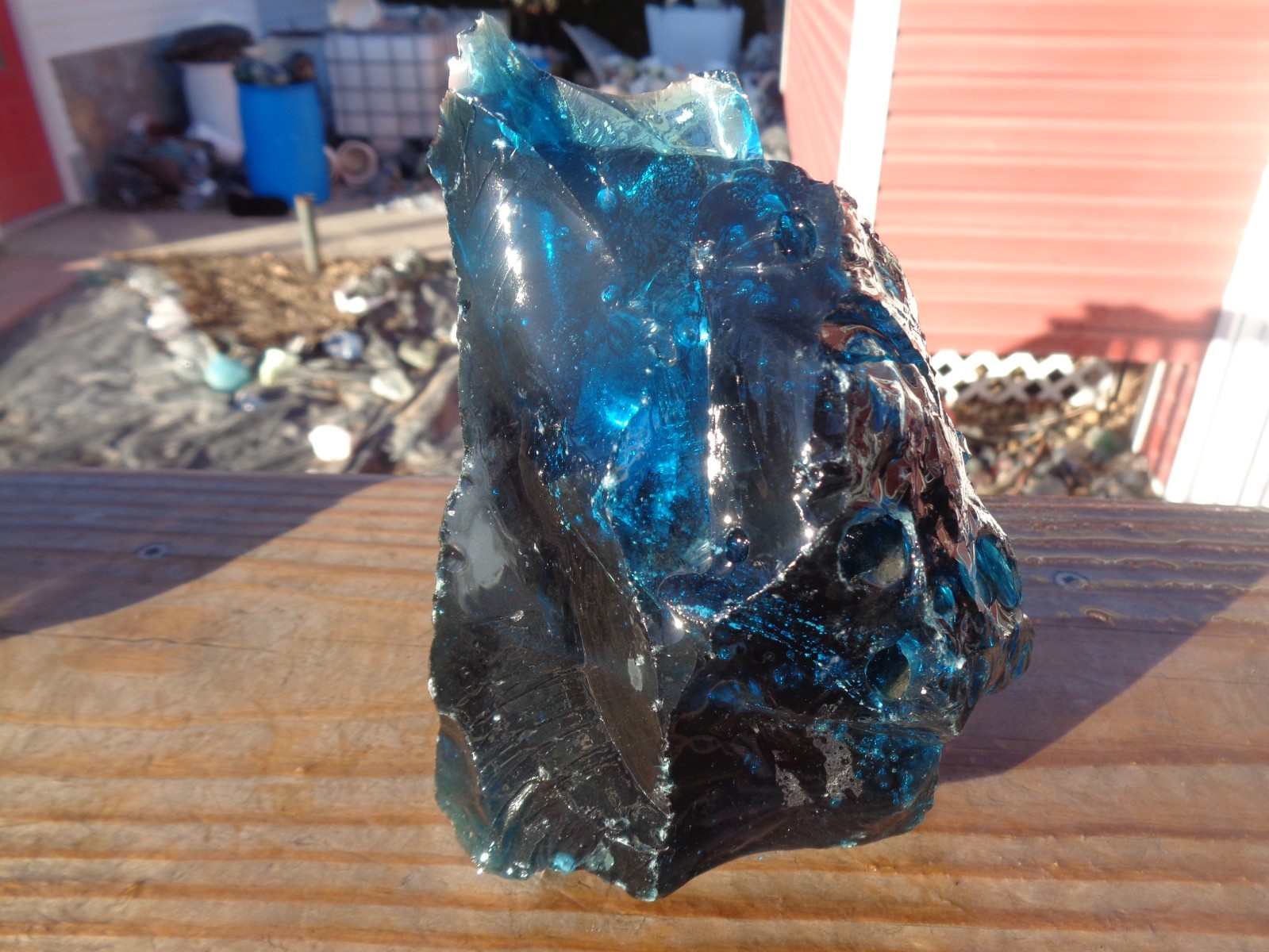 Glass Rock Slag Pretty Clear Avon Blue 3.0 lbs 93A Rocks Landscape Aquarium